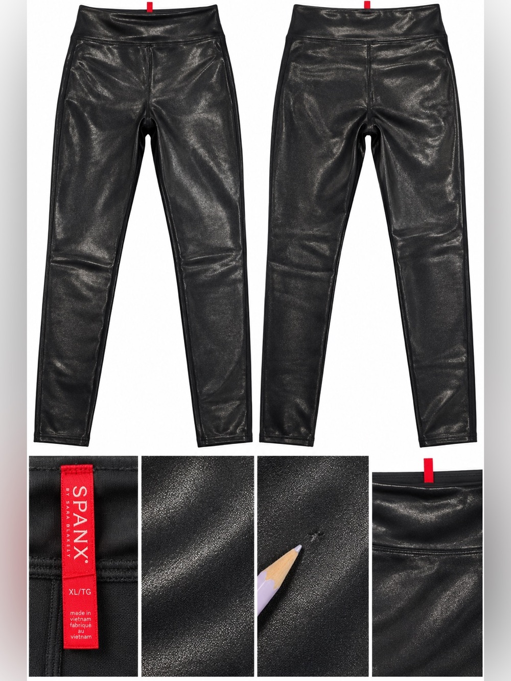SPANX Faux Leather Leggings Black High Rise Women’s XL